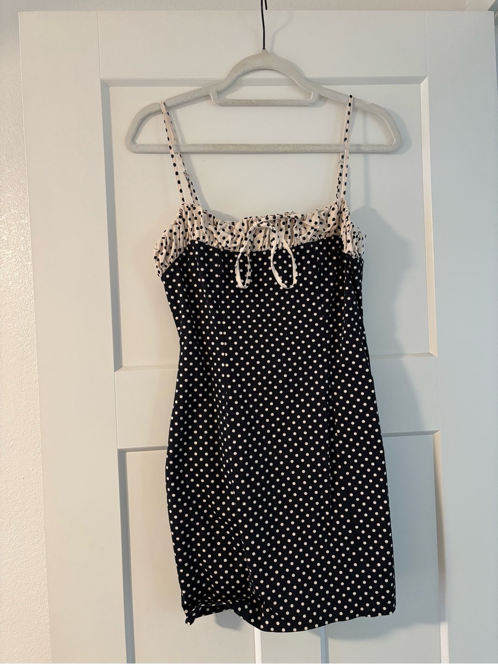 Zara Black & White Polka Dot Spaghetti Strap Mini Dress